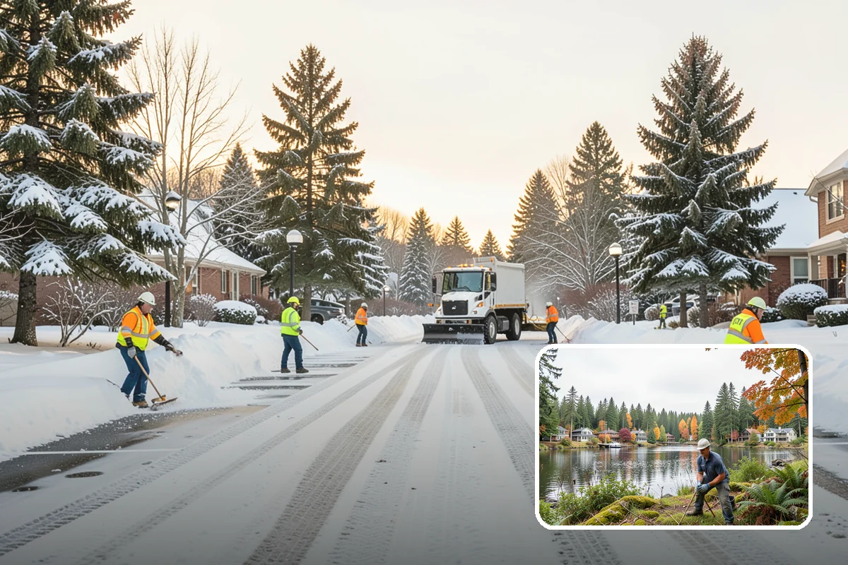 School Sidewalk Clearing in La Conner, Skagit County, WA - Clears walks before arrival times