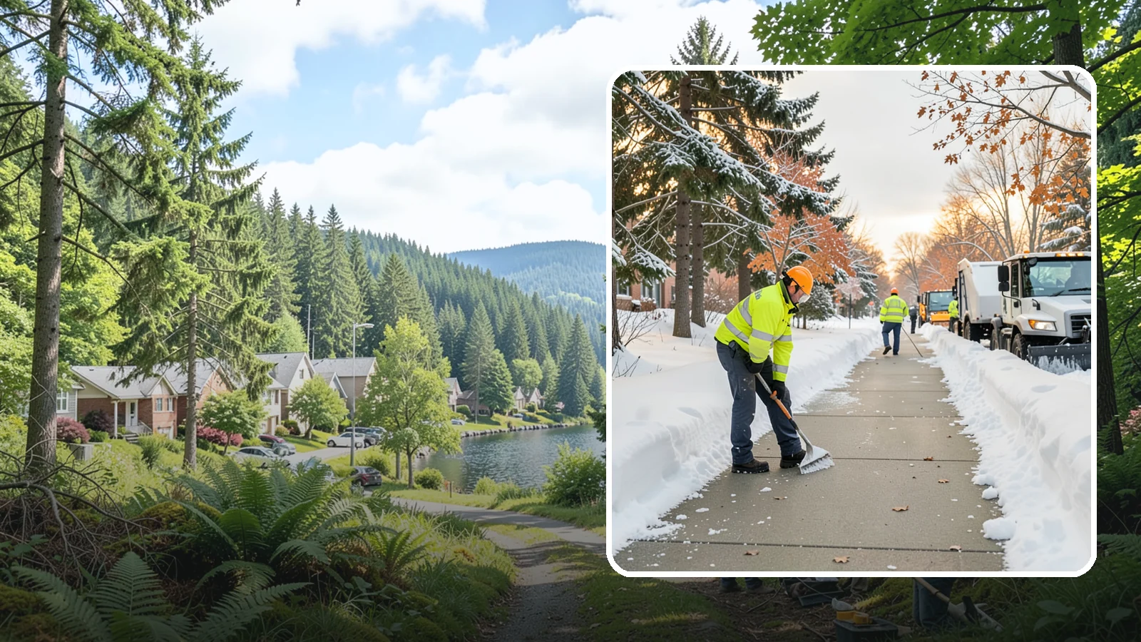 School Sidewalk Clearing in Lake Forest Park, King County, WA - We clear school sidewalks and walkways early so students and staff arrive safely on snowy mornings.