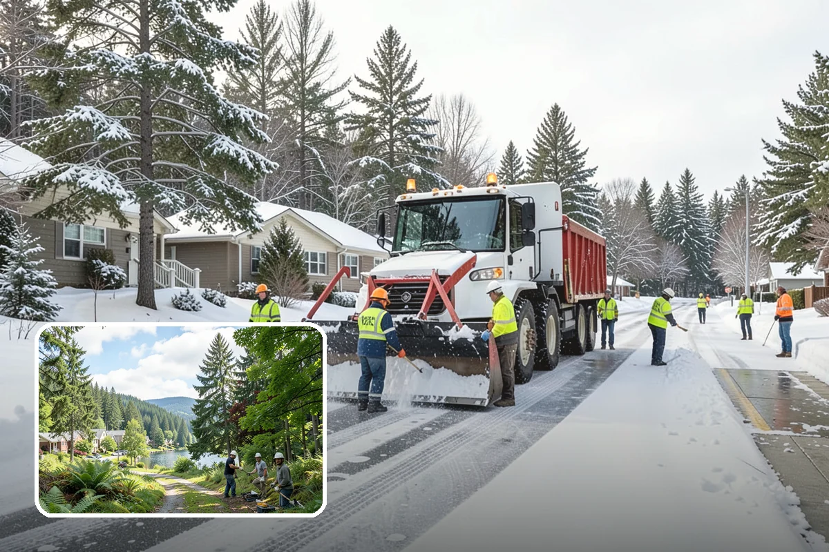 School Sidewalk Clearing in Lake Forest Park, King County, WA - Clears walks before arrival times