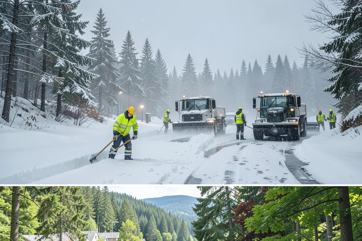 School Sidewalk Clearing in Lake Forest Park, King County, WA - School sidewalk clearing is critical on snow mornings throughout the winter term.