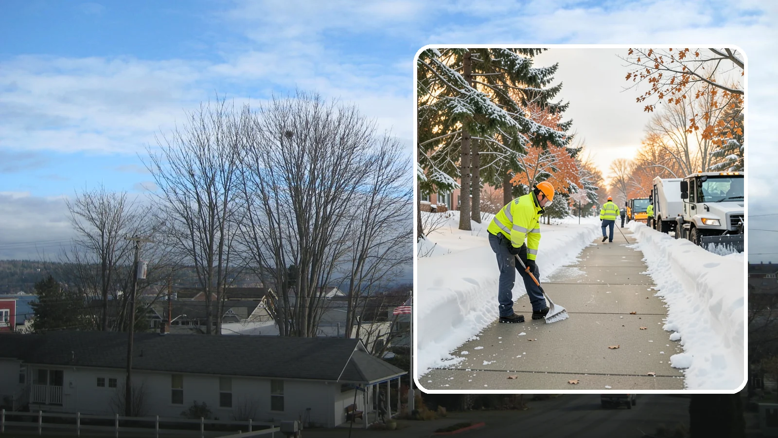 School Sidewalk Clearing in Langley, Island County, WA - We clear school sidewalks and walkways early so students and staff arrive safely on snowy mornings.