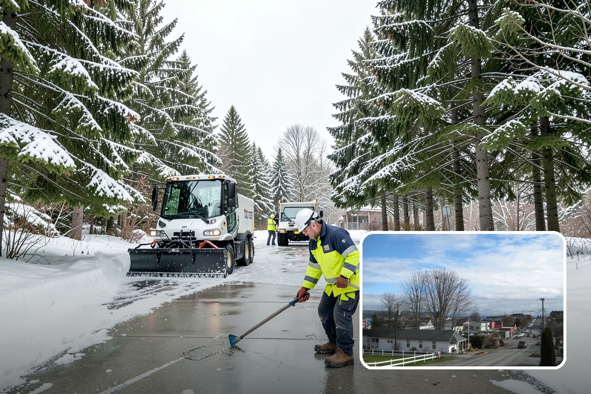 School Sidewalk Clearing in Langley, Island County, WA - Clears walks before arrival times