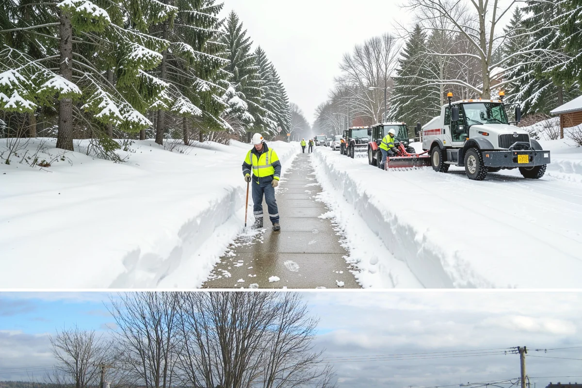 School Sidewalk Clearing in Langley, Island County, WA - School sidewalk clearing is critical on snow mornings throughout the winter term.