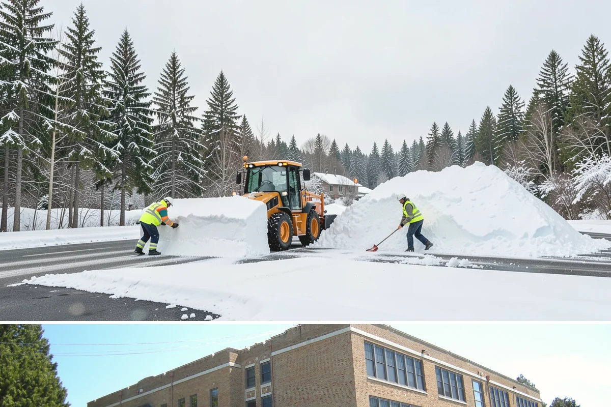 School Sidewalk Clearing in Maple Valley, King County, WA - School sidewalk clearing is critical on snow mornings throughout the winter term.
