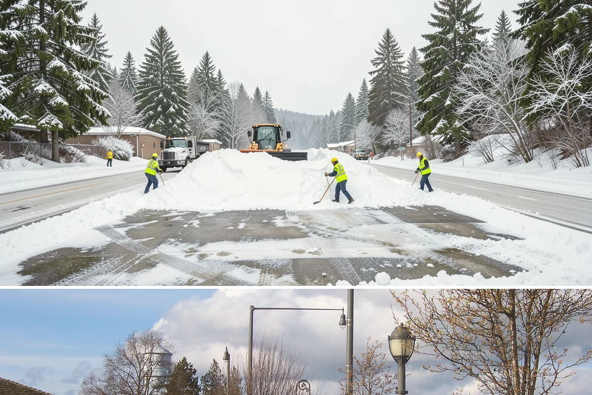 School Sidewalk Clearing in Marysville, Snohomish County, WA - School sidewalk clearing is critical on snow mornings throughout the winter term.