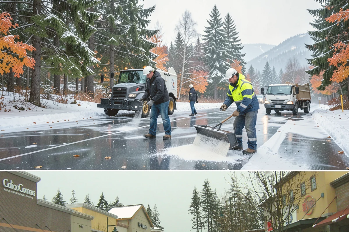 School Sidewalk Clearing in Mill Creek, Snohomish County, WA - School sidewalk clearing is critical on snow mornings throughout the winter term.
