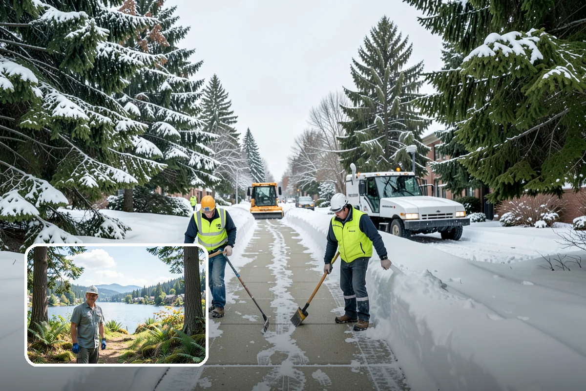 School Sidewalk Clearing in Milton, King County, WA - Clears walks before arrival times