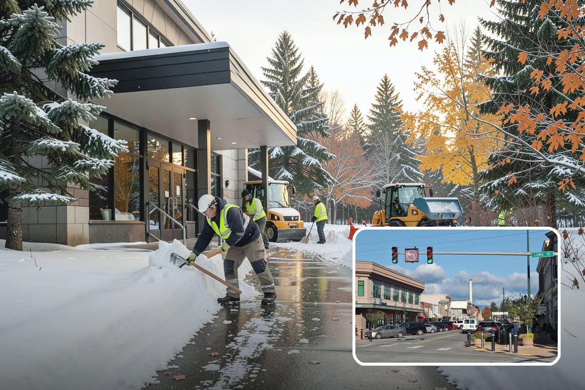 School Sidewalk Clearing in Monroe, Snohomish County, WA - Clears walks before arrival times