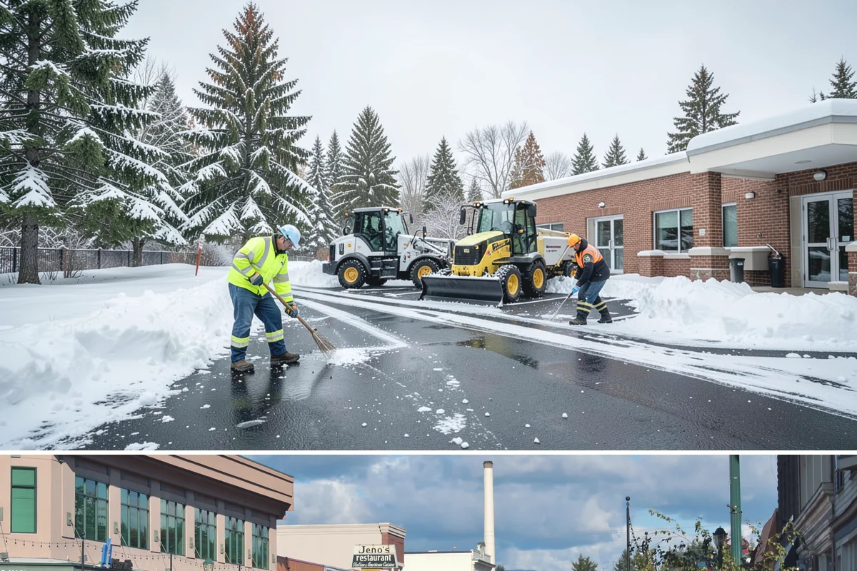 School Sidewalk Clearing in Monroe, Snohomish County, WA - School sidewalk clearing is critical on snow mornings throughout the winter term.