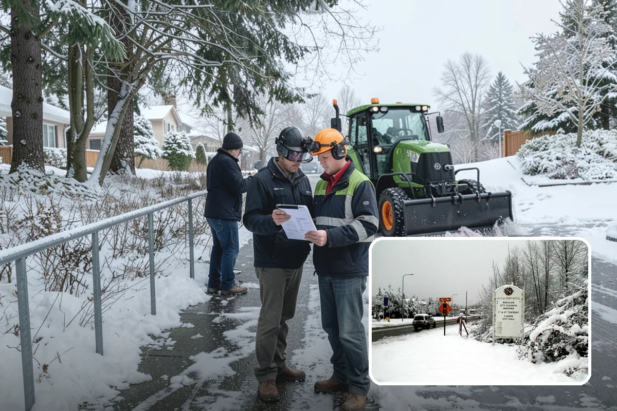 School Sidewalk Clearing in Newcastle, King County, WA - Clears walks before arrival times