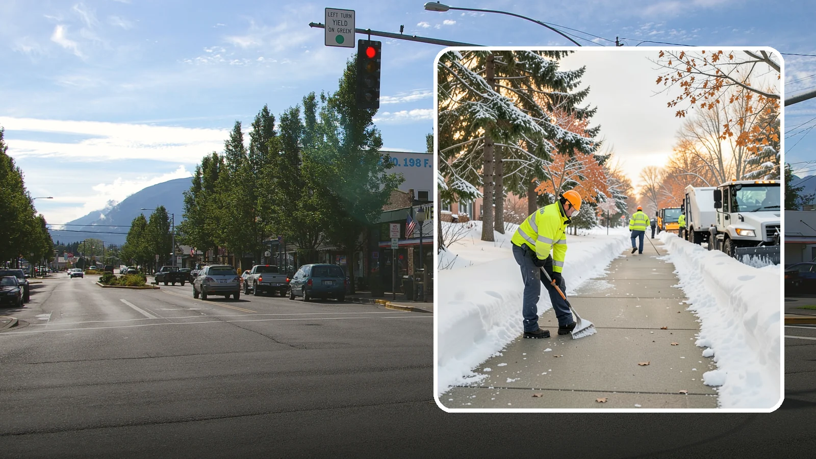 School Sidewalk Clearing in North Bend, King County, WA - We clear school sidewalks and walkways early so students and staff arrive safely on snowy mornings.