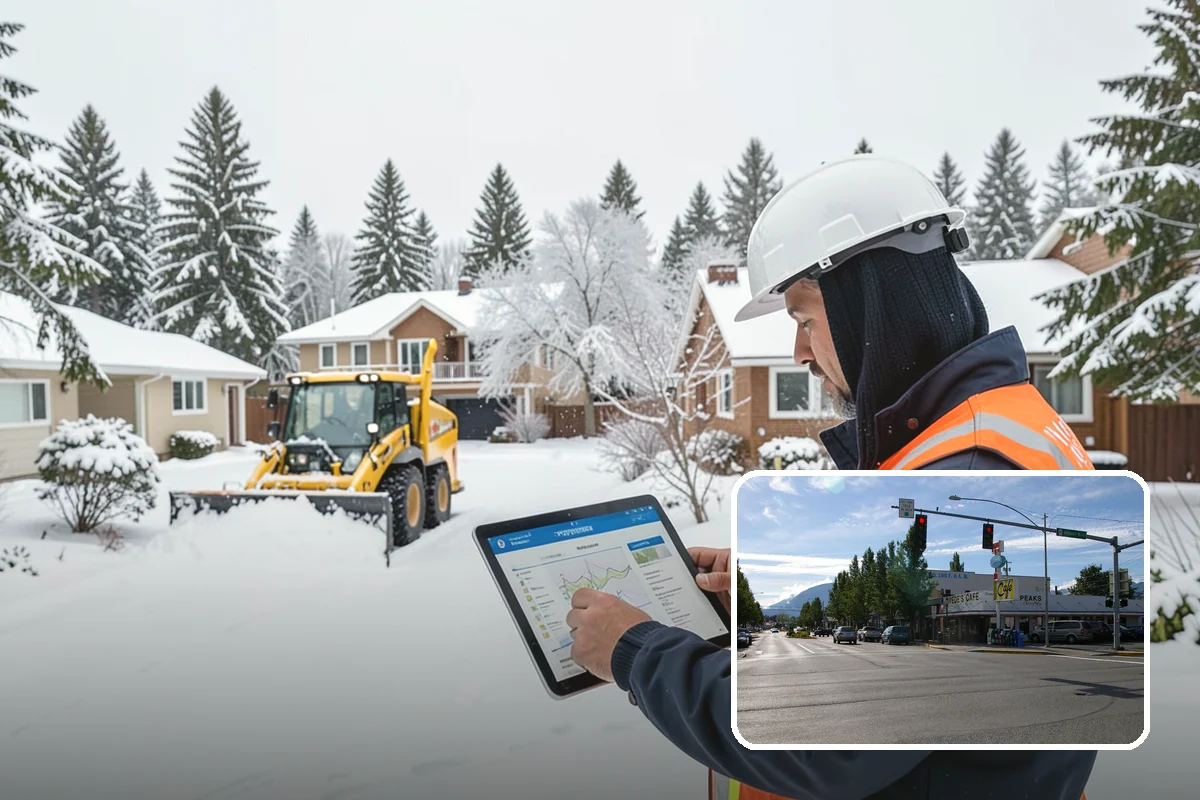 School Sidewalk Clearing in North Bend, King County, WA - Clears walks before arrival times