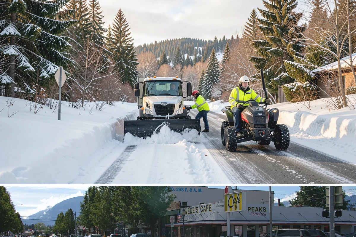 School Sidewalk Clearing in North Bend, King County, WA - School sidewalk clearing is critical on snow mornings throughout the winter term.