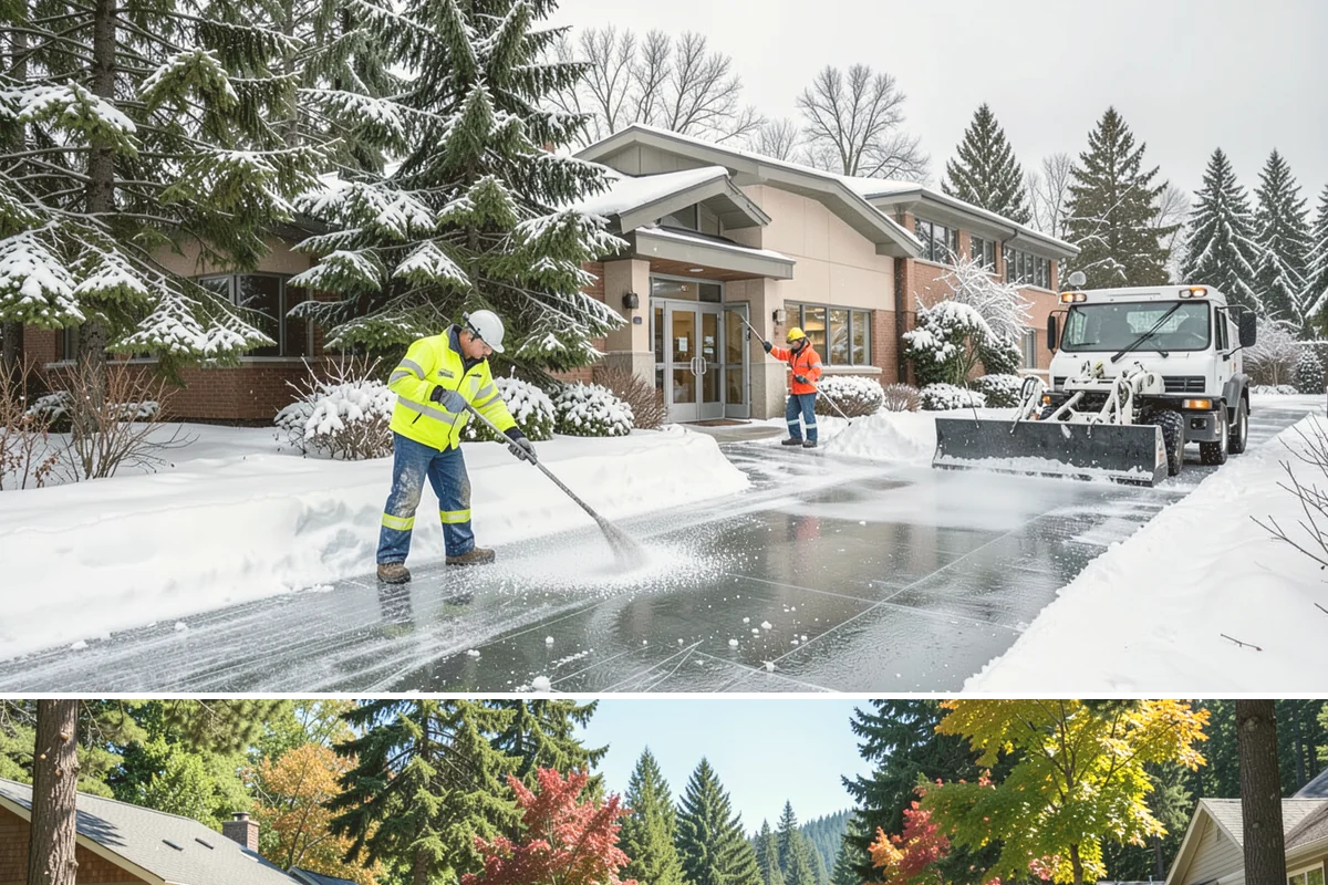 School Sidewalk Clearing in Orting, Pierce County, WA - School sidewalk clearing is critical on snow mornings throughout the winter term.
