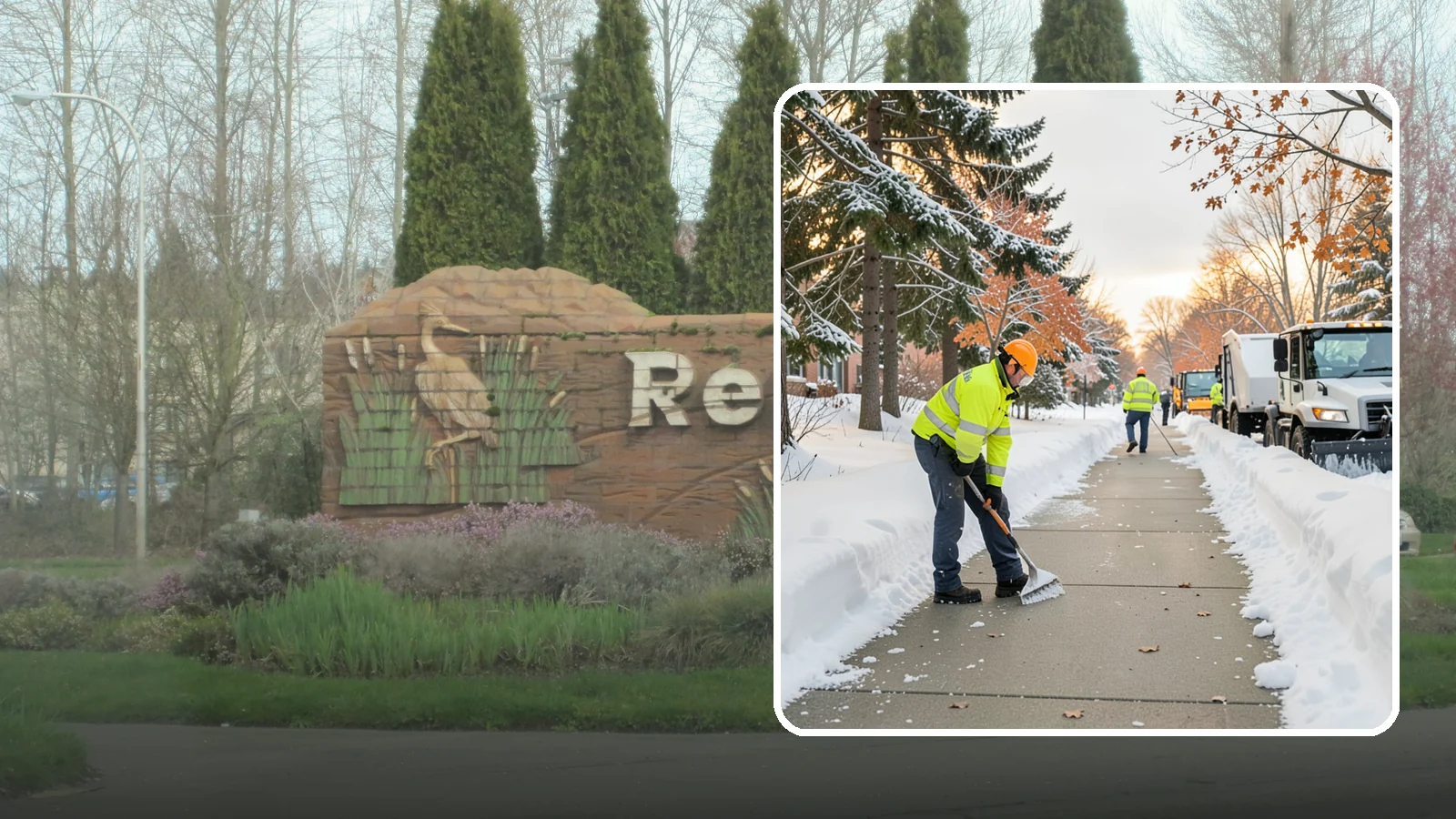 School Sidewalk Clearing in Renton, King County, WA - We clear school sidewalks and walkways early so students and staff arrive safely on snowy mornings.