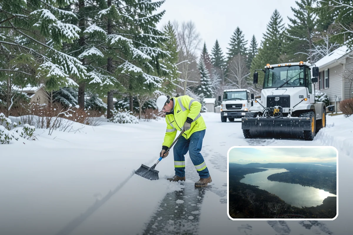 School Sidewalk Clearing in Sammamish, King County, WA - Clears walks before arrival times