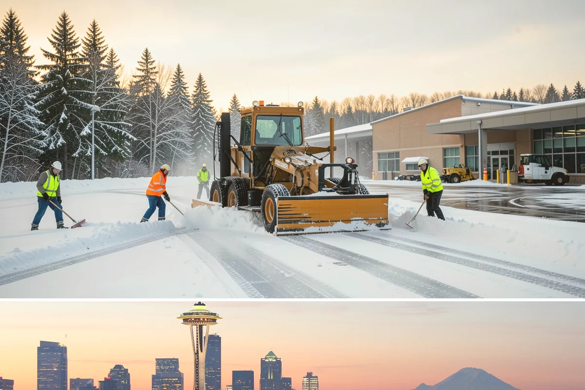 School Sidewalk Clearing in Seattle, King County, WA - School sidewalk clearing is critical on snow mornings throughout the winter term.