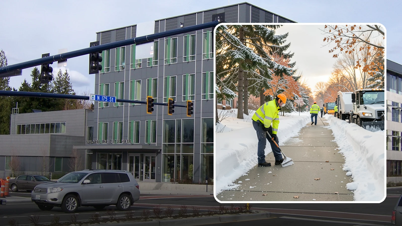 School Sidewalk Clearing in Shoreline, King County, WA - We clear school sidewalks and walkways early so students and staff arrive safely on snowy mornings.