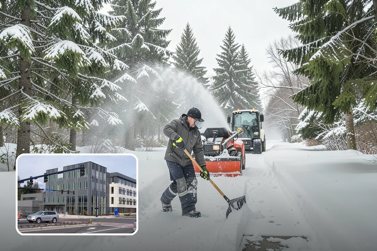 School Sidewalk Clearing in Shoreline, King County, WA - Clears walks before arrival times