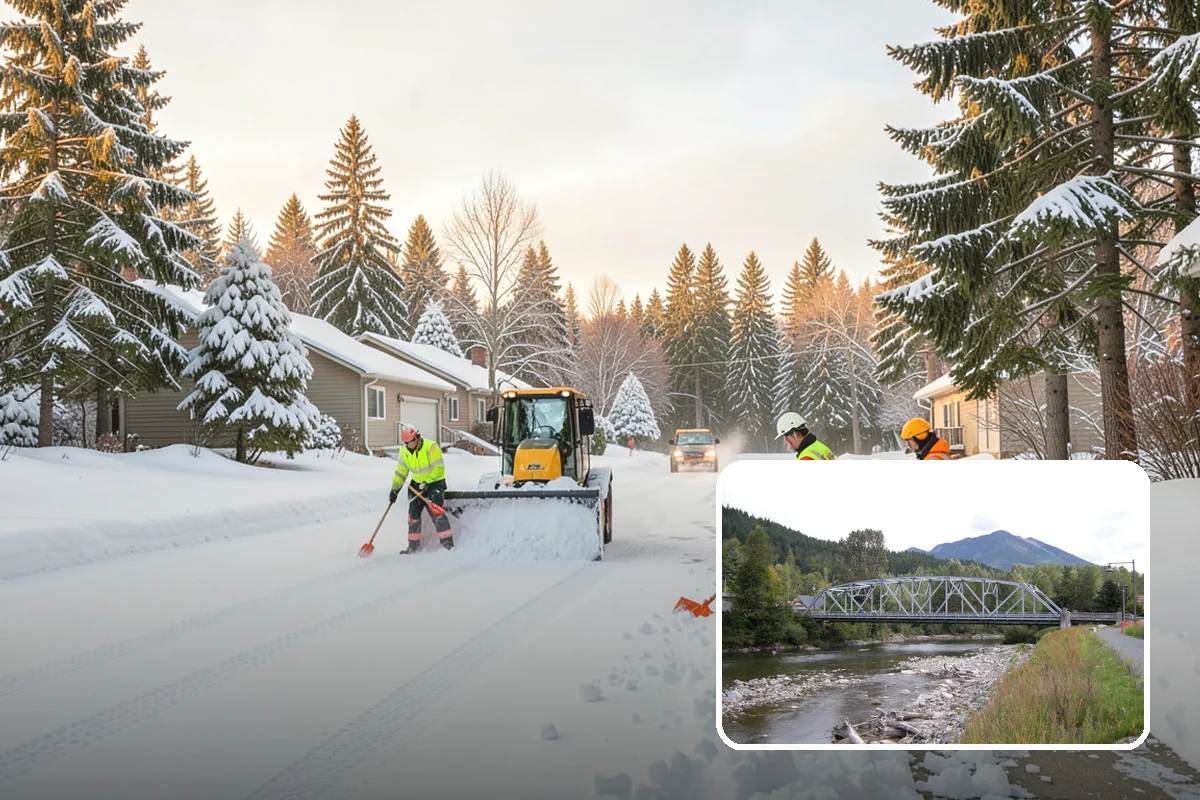 School Sidewalk Clearing in Skykomish, King County, WA - Clears walks before arrival times