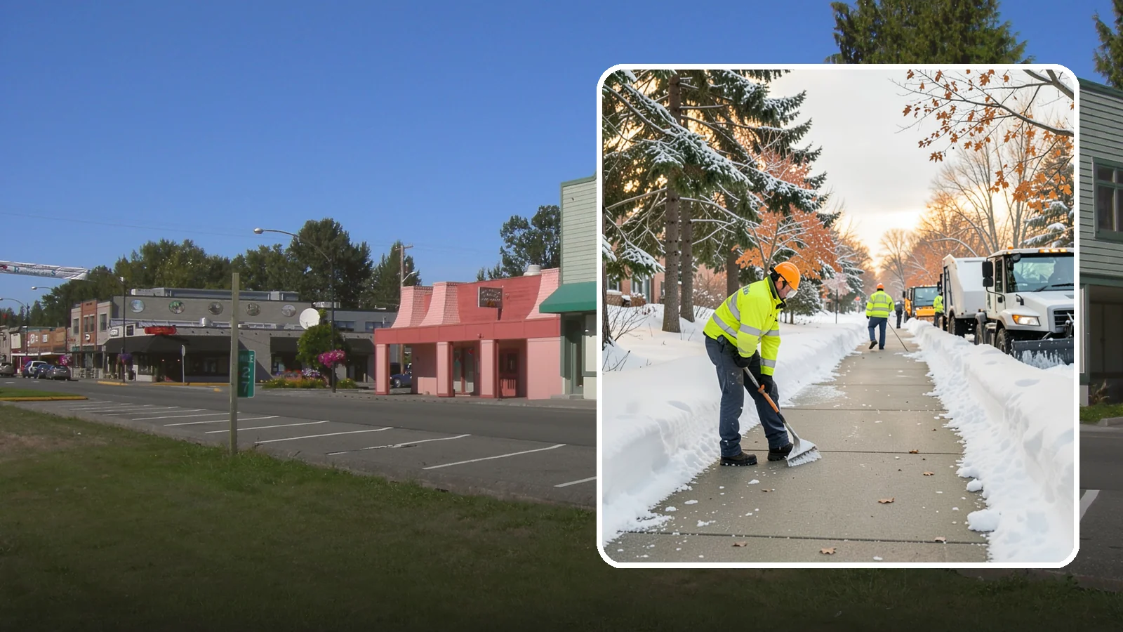 School Sidewalk Clearing in Snoqualmie, King County, WA - We clear school sidewalks and walkways early so students and staff arrive safely on snowy mornings.