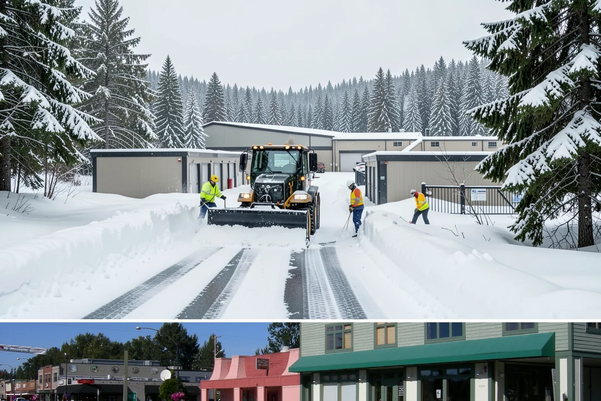 School Sidewalk Clearing in Snoqualmie, King County, WA - School sidewalk clearing is critical on snow mornings throughout the winter term.