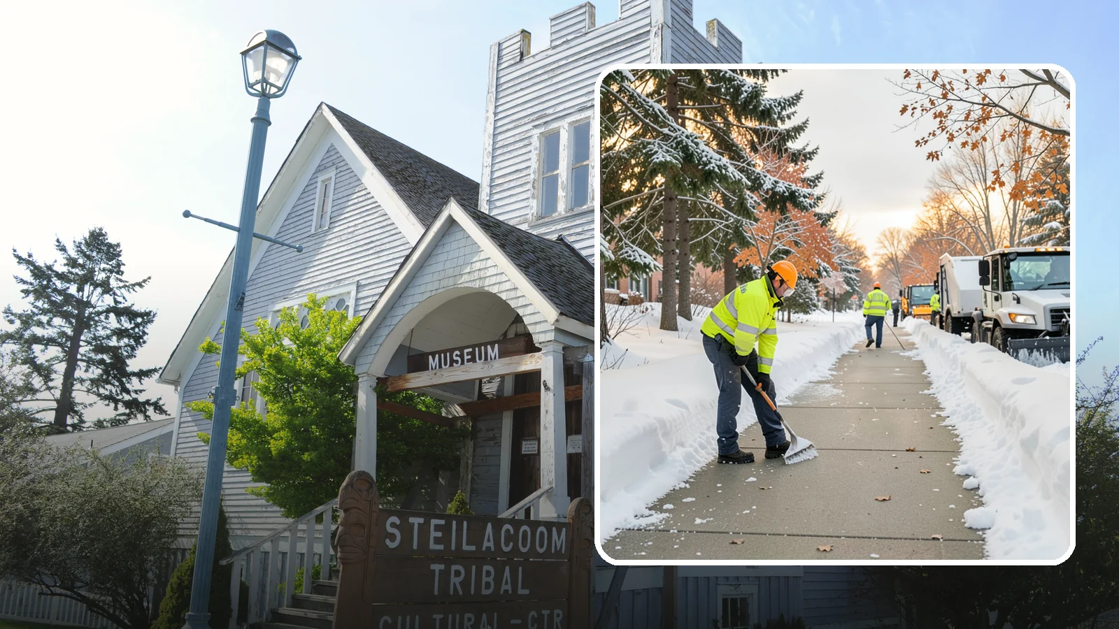 School Sidewalk Clearing in Steilacoom, Pierce County, WA - We clear school sidewalks and walkways early so students and staff arrive safely on snowy mornings.