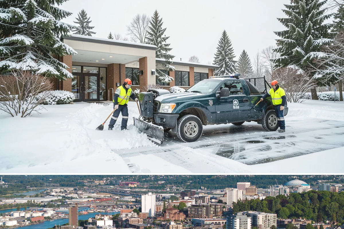 School Sidewalk Clearing in Tacoma, Pierce County, WA - School sidewalk clearing is critical on snow mornings throughout the winter term.