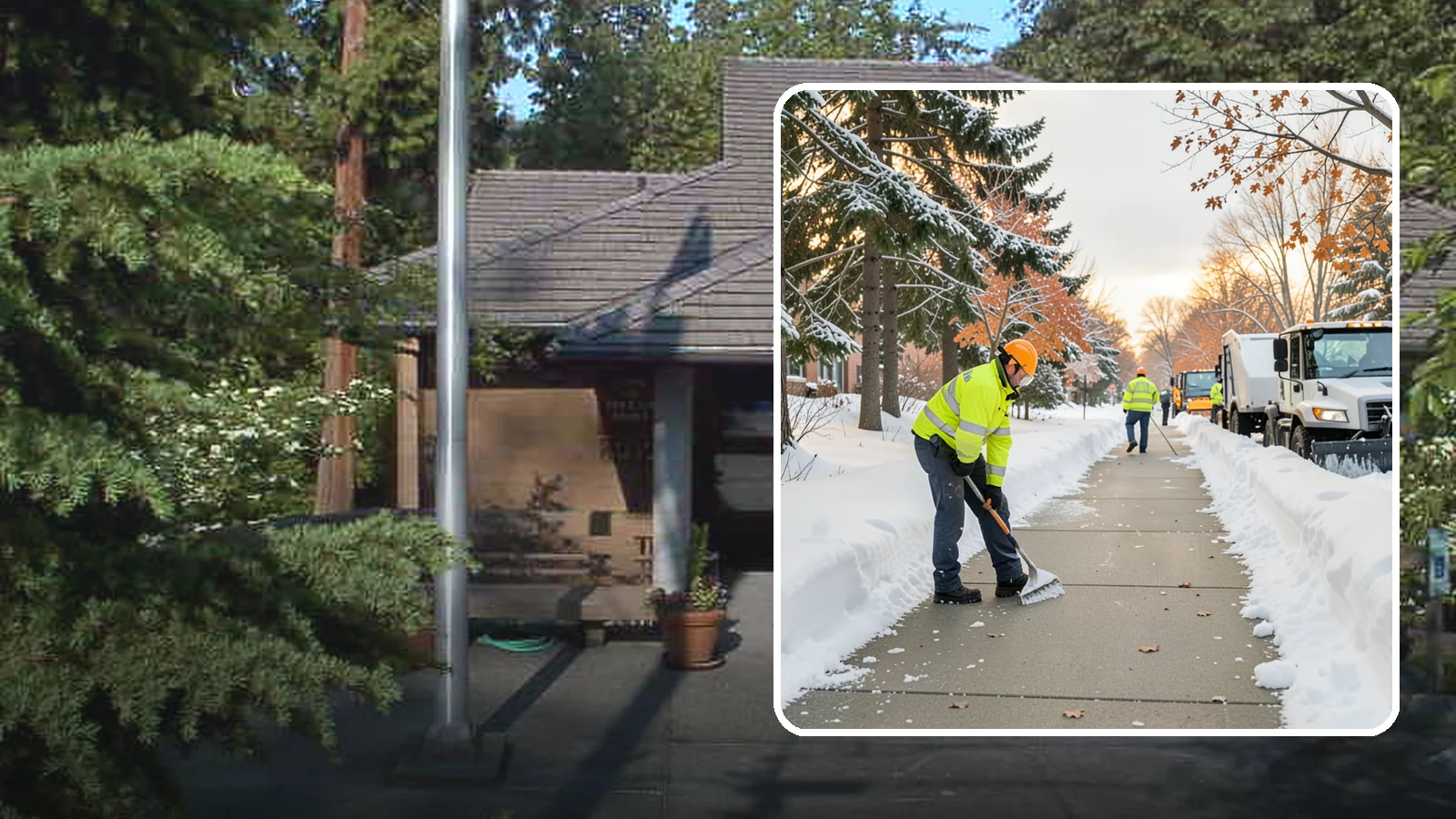 School Sidewalk Clearing in Yarrow Point, King County, WA - We clear school sidewalks and walkways early so students and staff arrive safely on snowy mornings.