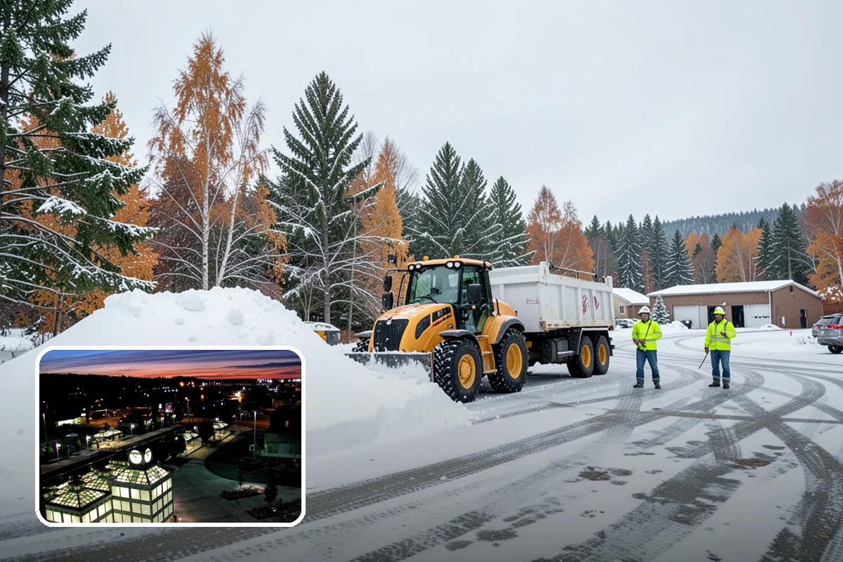 School Snow Plowing in Auburn, King County, WA - Bus loops and drop-off lanes cleared before students arrive