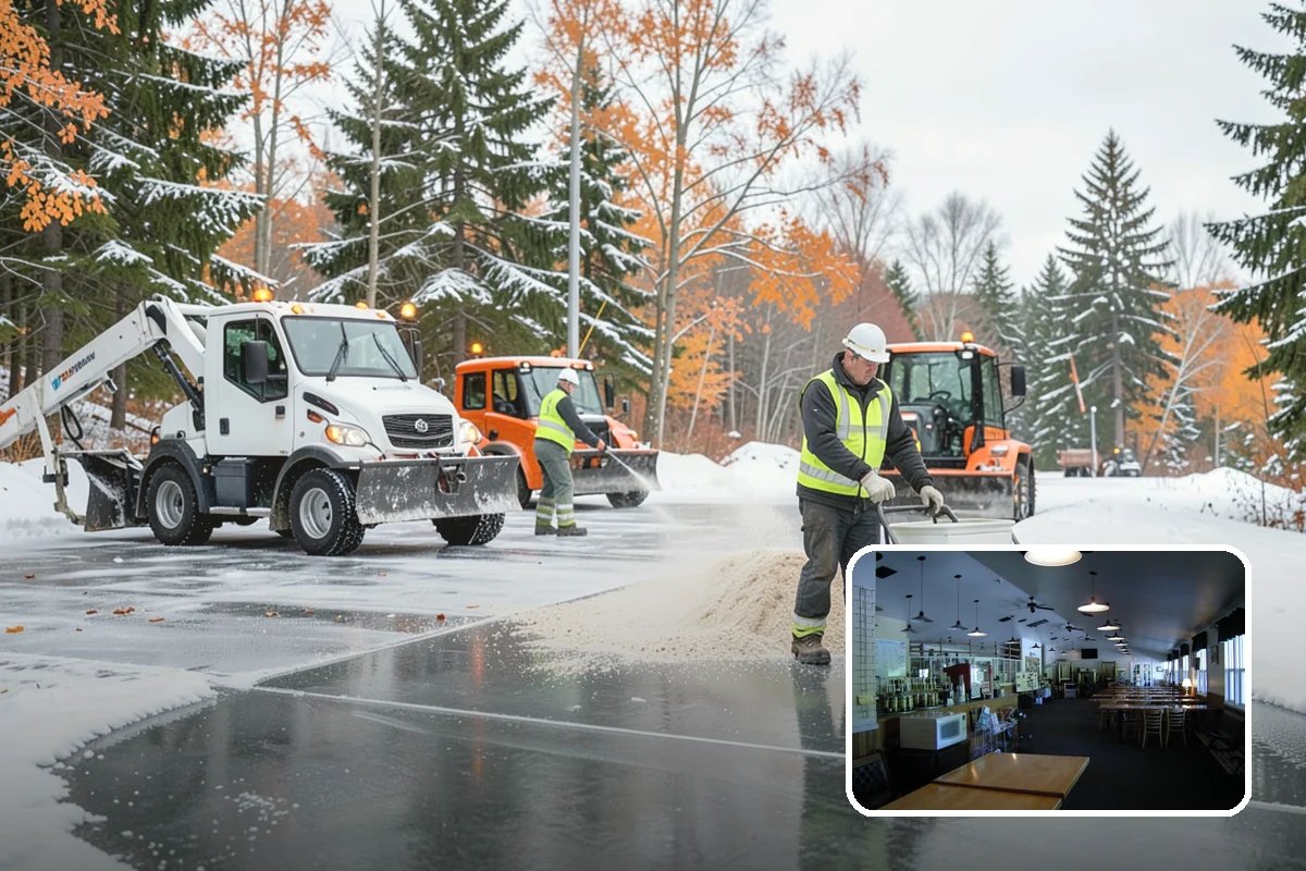 School Snow Plowing in Black Diamond, King County, WA - Bus loops and drop-off lanes cleared before students arrive