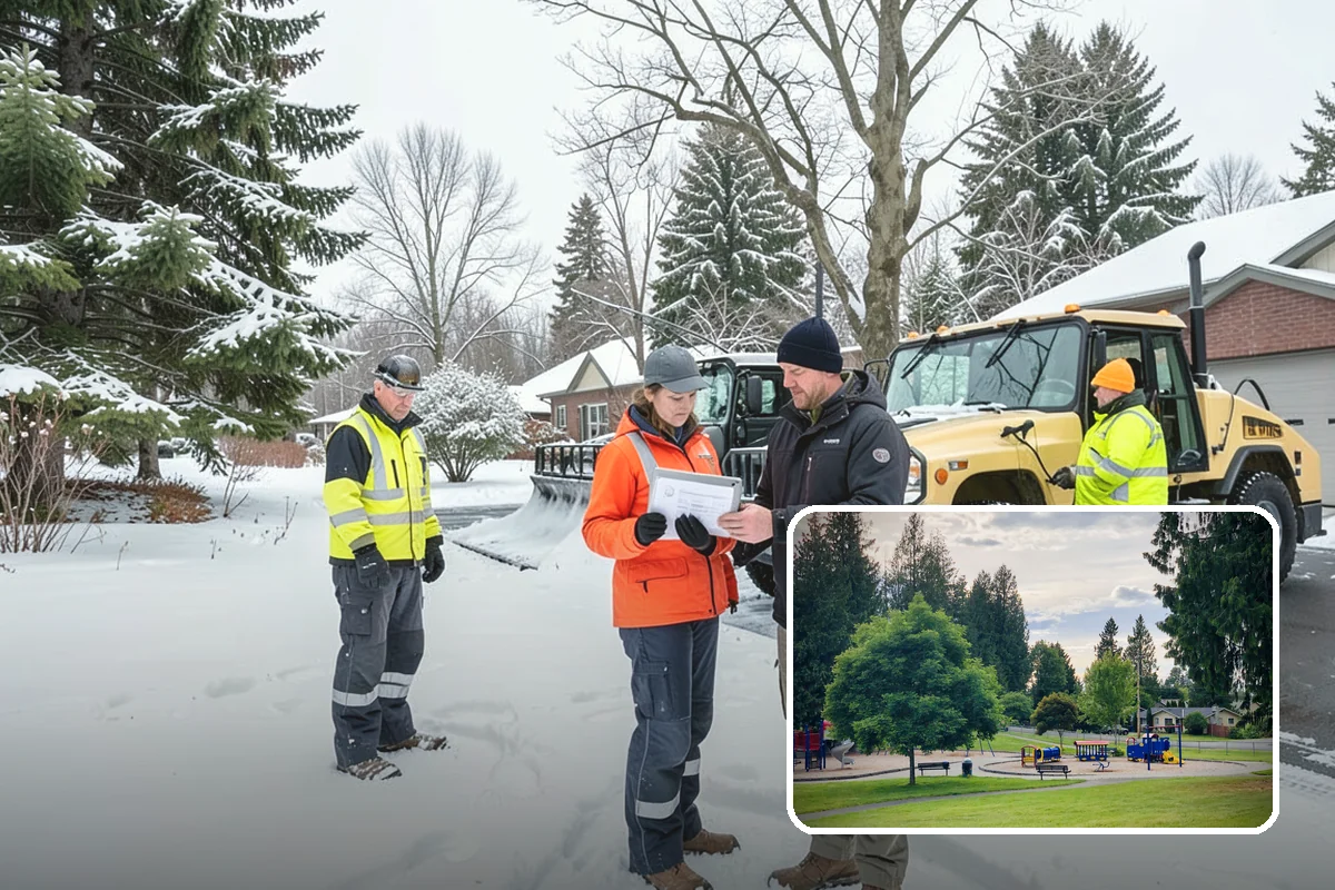 School Snow Plowing in Bonney Lake, Pierce County, WA - Bus loops and drop-off lanes cleared before students arrive