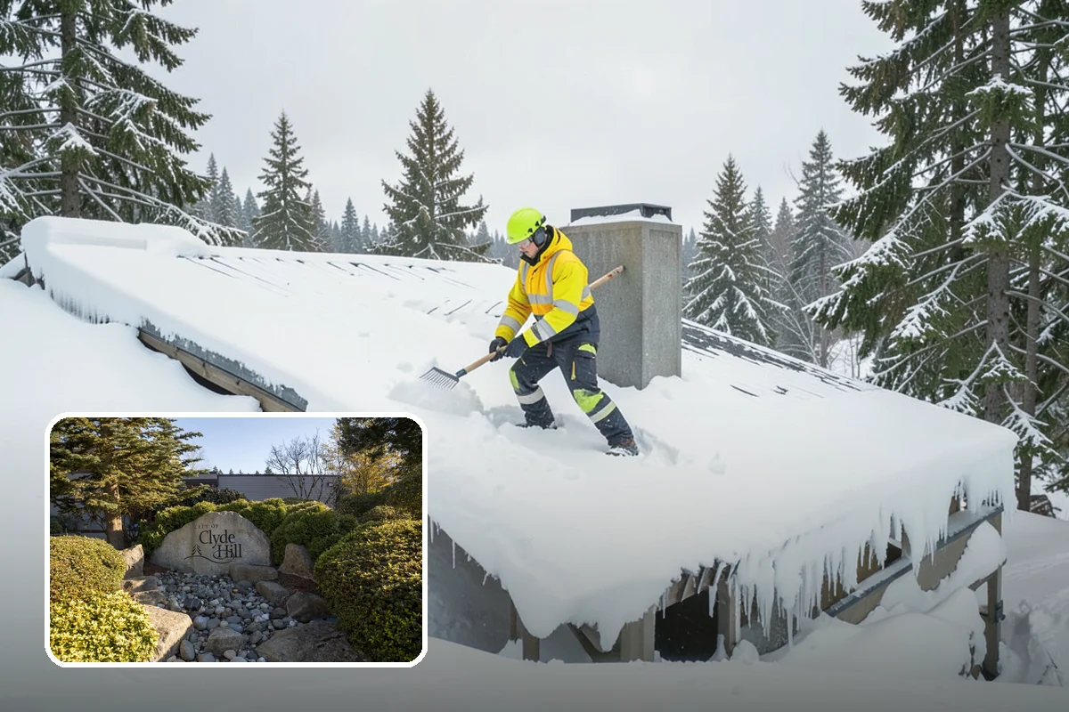 School Snow Plowing in Clyde Hill, King County, WA - Bus loops and drop-off lanes cleared before students arrive
