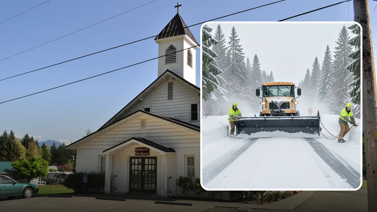 School Snow Plowing in Concrete, Skagit County, WA - We plow school lots, bus loops, and student drop-off zones before the first bell so staff, buses, and parents move safely.