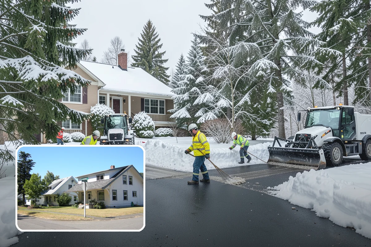 School Snow Plowing in DuPont, Pierce County, WA - Bus loops and drop-off lanes cleared before students arrive