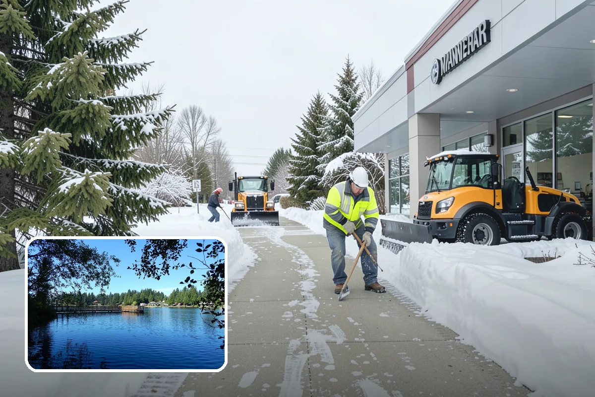 School Snow Plowing in Federal Way, King County, WA - Bus loops and drop-off lanes cleared before students arrive
