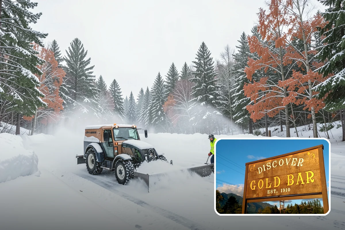 School Snow Plowing in Gold Bar, Snohomish County, WA - Bus loops and drop-off lanes cleared before students arrive