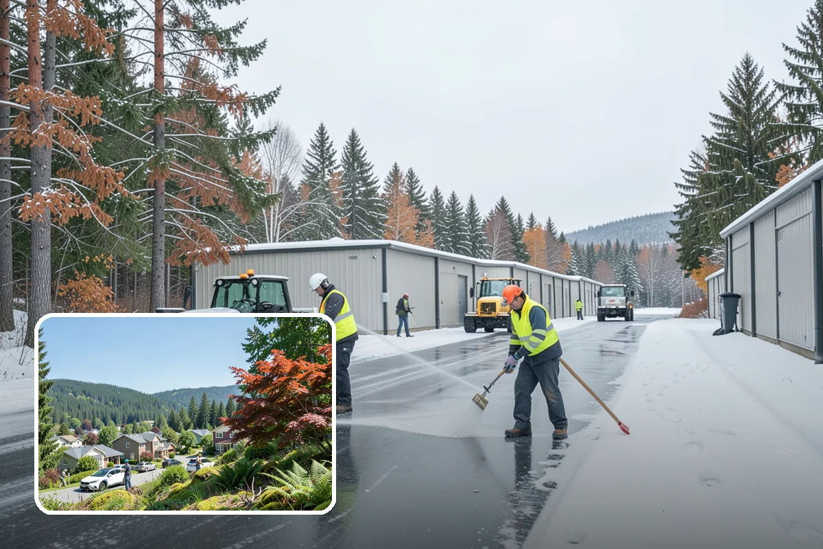 School Snow Plowing in Index, Snohomish County, WA - Bus loops and drop-off lanes cleared before students arrive