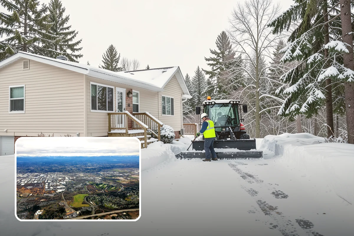 School Snow Plowing in Kent, King County, WA - Bus loops and drop-off lanes cleared before students arrive