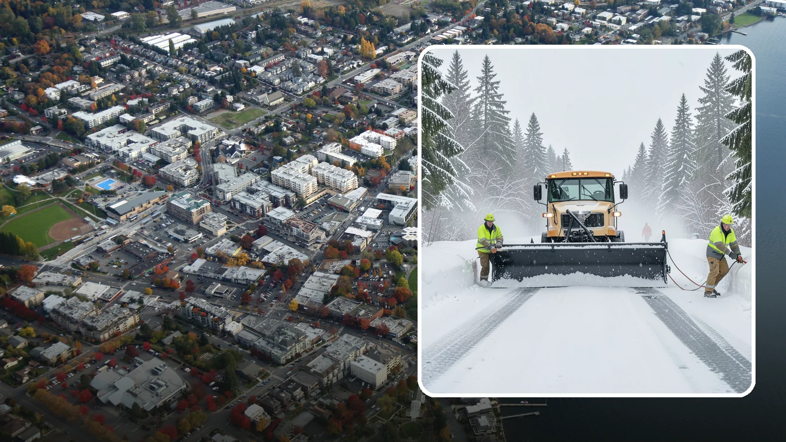 School Snow Plowing in Kirkland, King County, WA - We plow school lots, bus loops, and student drop-off zones before the first bell so staff, buses, and parents move safely.