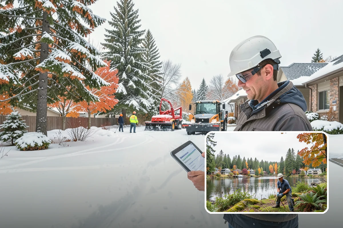 School Snow Plowing in La Conner, Skagit County, WA - Bus loops and drop-off lanes cleared before students arrive
