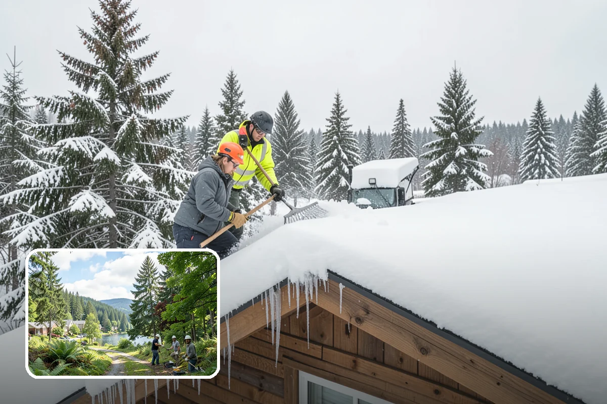 School Snow Plowing in Lake Forest Park, King County, WA - Bus loops and drop-off lanes cleared before students arrive