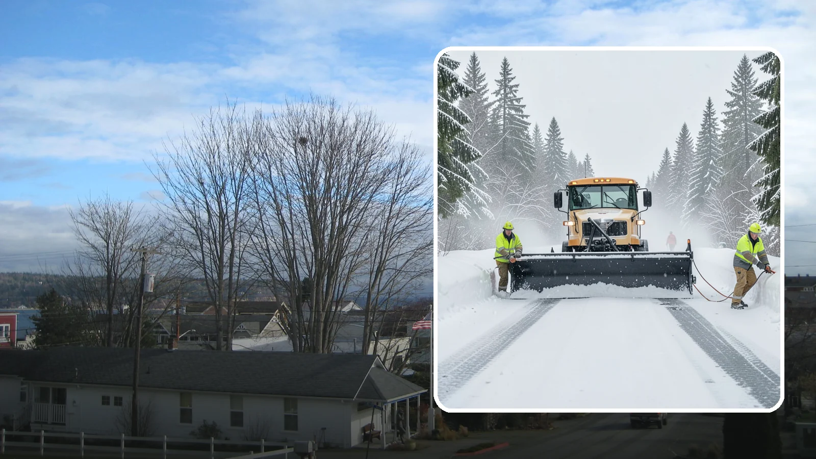 School Snow Plowing in Langley, Island County, WA - We plow school lots, bus loops, and student drop-off zones before the first bell so staff, buses, and parents move safely.