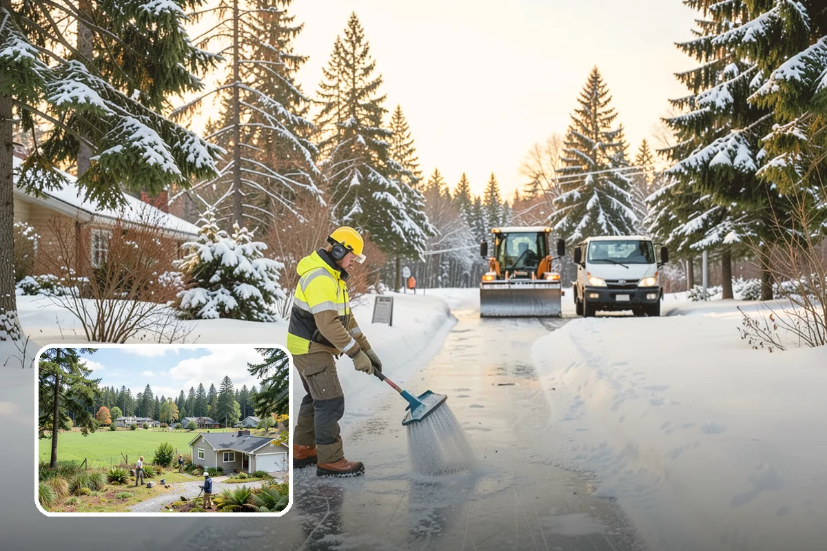 School Snow Plowing in Lyman, Skagit County, WA - Bus loops and drop-off lanes cleared before students arrive