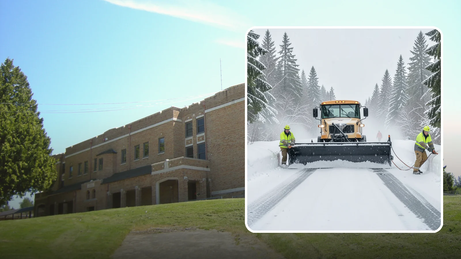 School Snow Plowing in Maple Valley, King County, WA - We plow school lots, bus loops, and student drop-off zones before the first bell so staff, buses, and parents move safely.