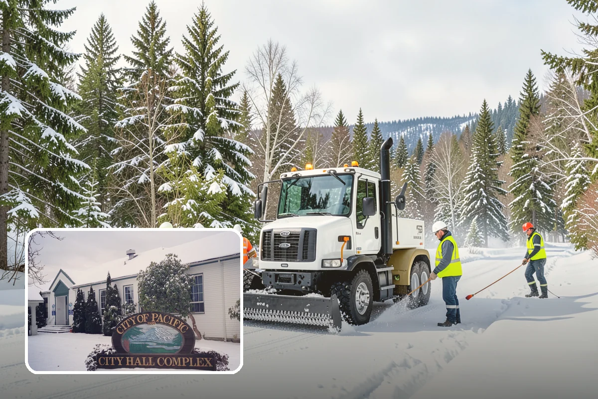 School Snow Plowing in Pacific, King County, WA - Bus loops and drop-off lanes cleared before students arrive