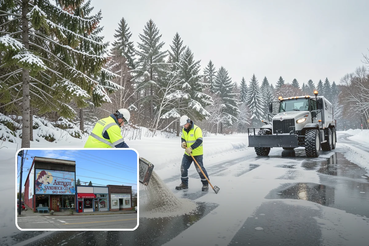 School Snow Plowing in Ruston, Pierce County, WA - Bus loops and drop-off lanes cleared before students arrive