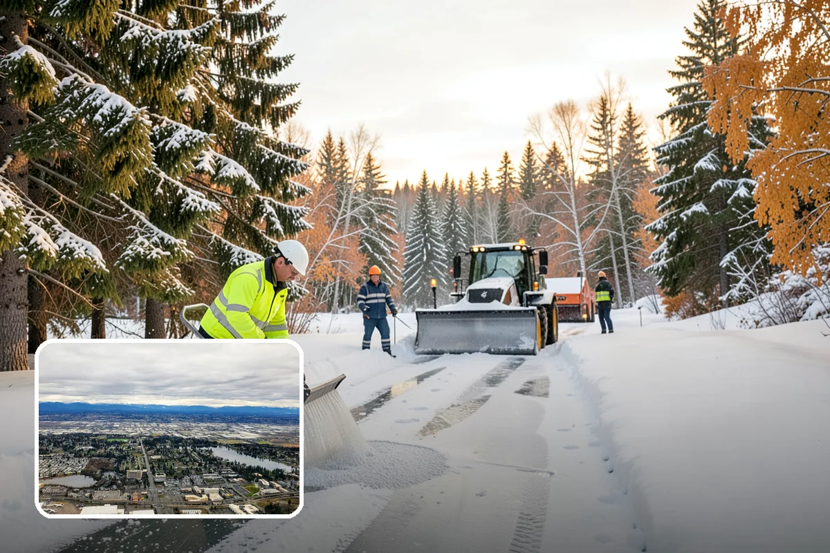 School Snow Plowing in SeaTac, King County, WA - Bus loops and drop-off lanes cleared before students arrive
