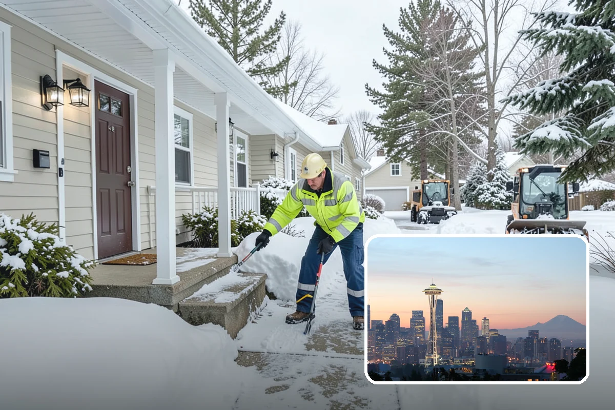 School Snow Plowing in Seattle, King County, WA - Bus loops and drop-off lanes cleared before students arrive