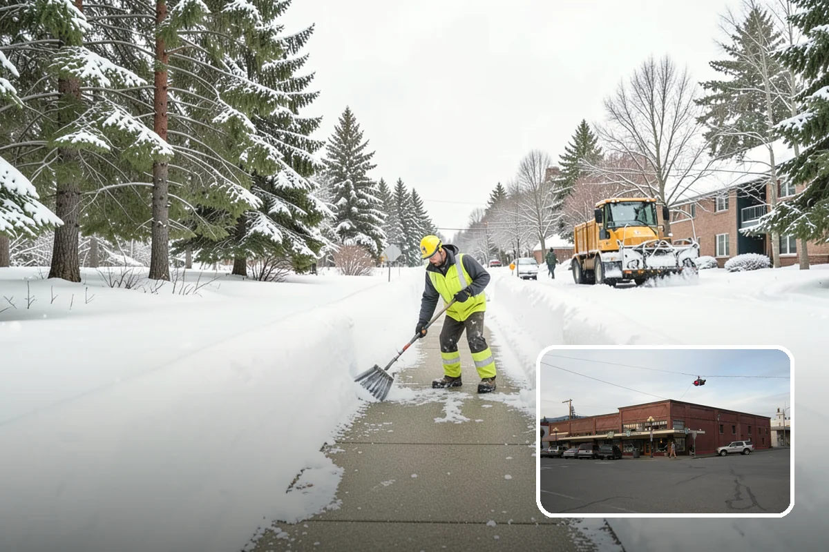 School Snow Plowing in Sedro-Woolley, Skagit County, WA - Bus loops and drop-off lanes cleared before students arrive